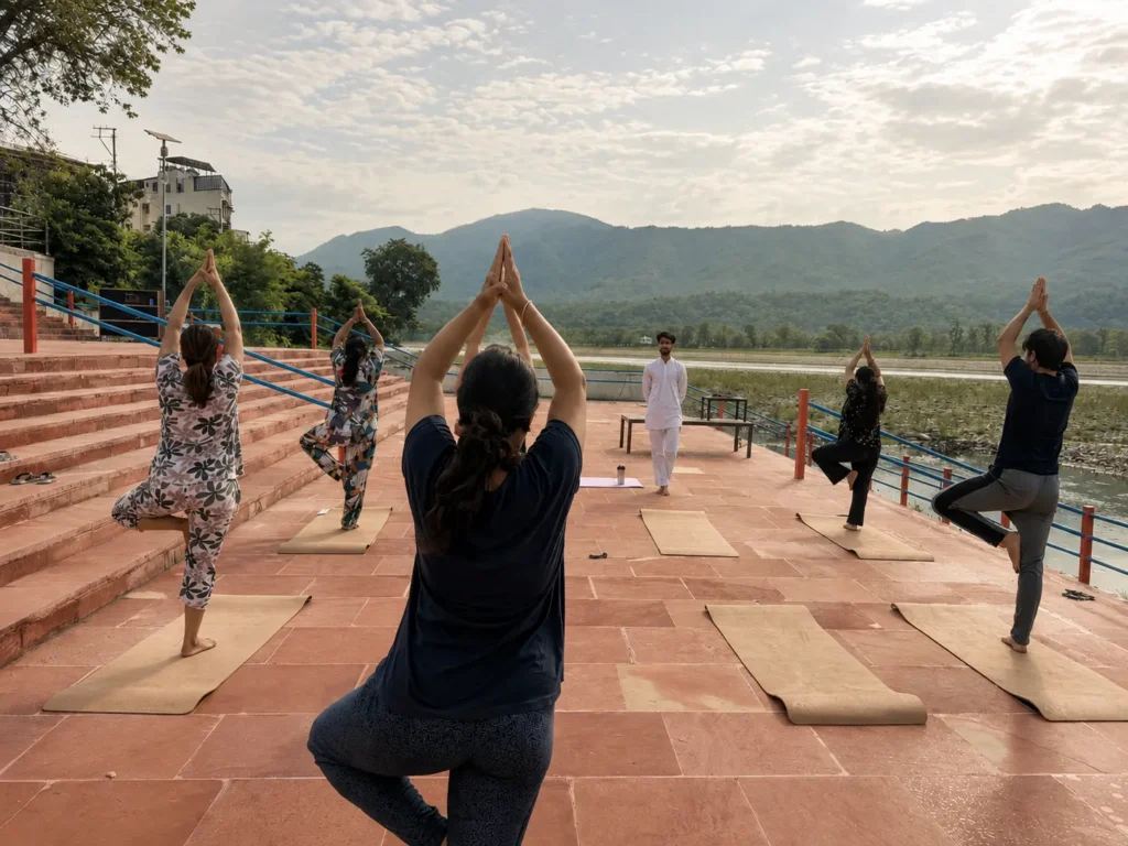 Yoga Near Ganga In Rishikesh
